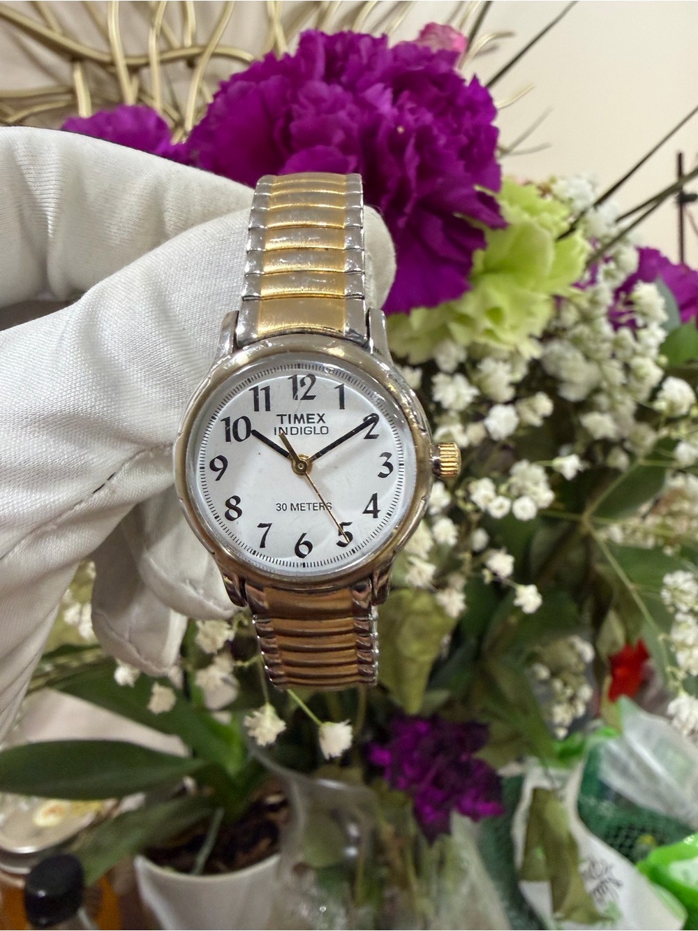 Vintage 1996 Timex Indiglo Women’s Watch Two-Tone Expansion Band Working H9